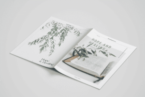 Hope and Healing's Magazine design Mockup front and back cover of the magazine