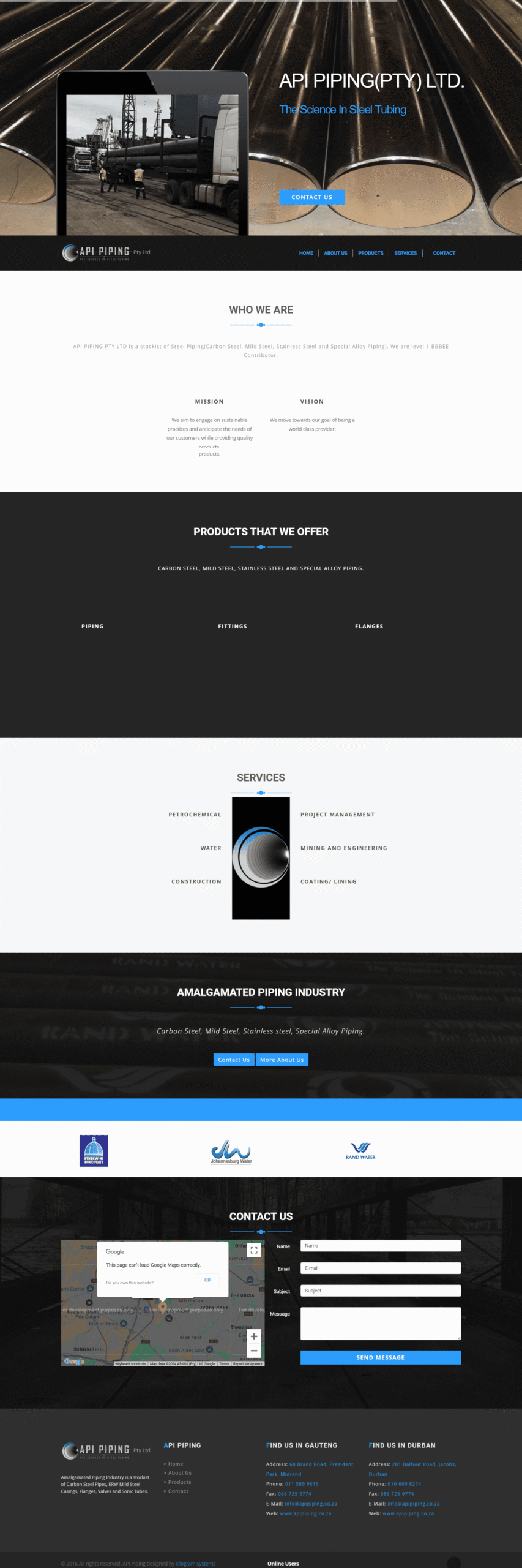 API Piping’s old and outdated website screenshot API Piping's old and outdated website - the reason why they approached our design agency