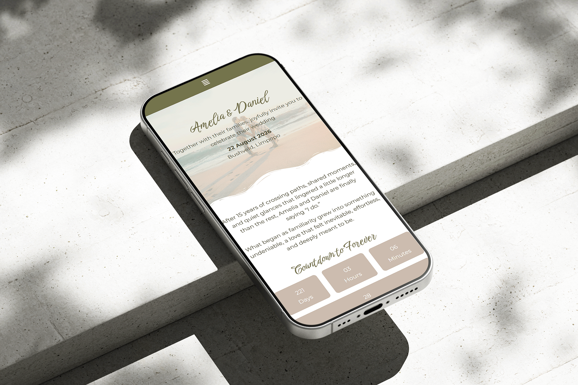Wedding Website Mobile Mockup